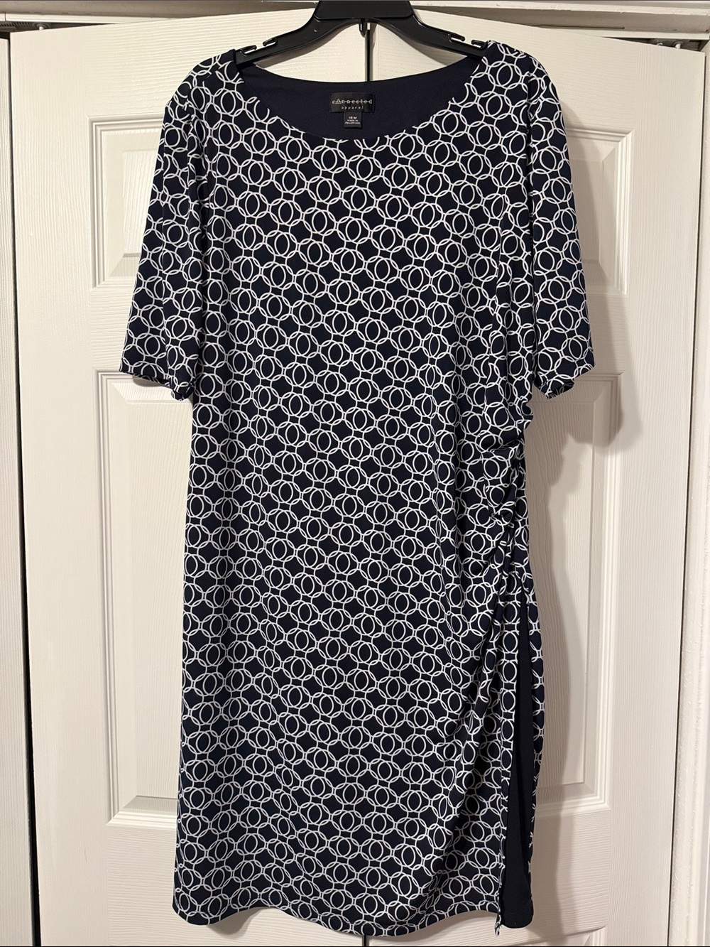connected apparel Navy and White Geometric Midi Dress